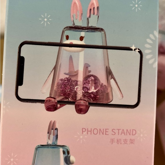 Designer toy “Lucky” phone stand series.  Purple with beads and an oragami bird. - Picture 2 of 3